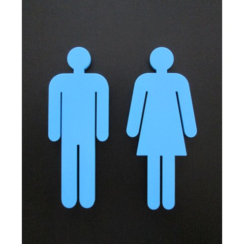 Quadro/placa Sinalização Mas/fem Banheiro Unissex Indicativa:Azul Claro