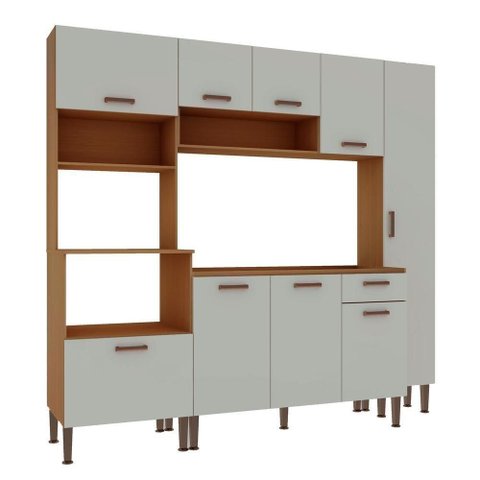 Armário de Cozinha Completo Genialflex Essência Freijo White Laca