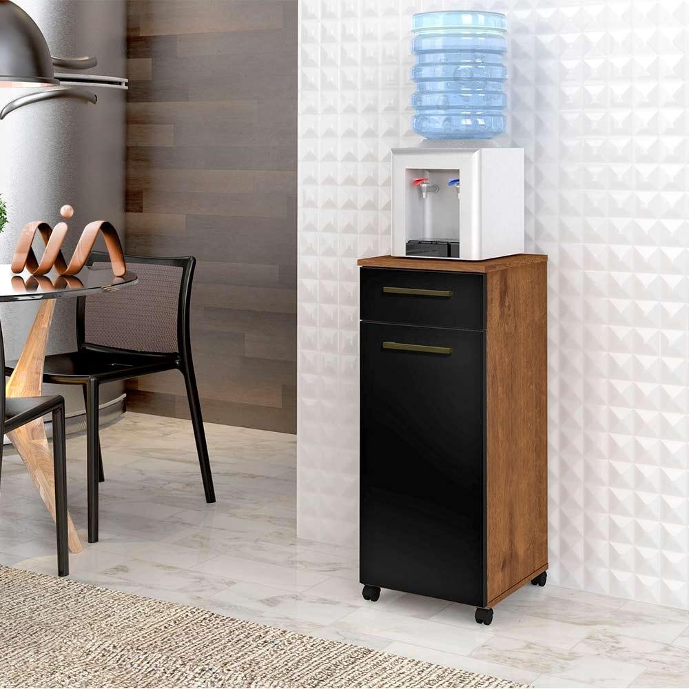 Balcão Cozinha 1 Porta 1 Gaveta Natura Preto Clean Zanzini