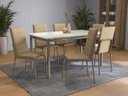 Ver imagem 1 de Conjunto de Mesa Completo com 6 Cadeiras Estofadas Cmc1018nk Kappesberg Crome