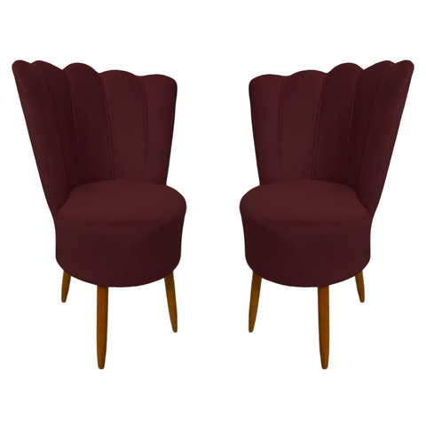 Kit 2 Cadeiras Decorativa Pétala Veludo Premium Pés Retrô Palito Sala e Quarto Marsaloa