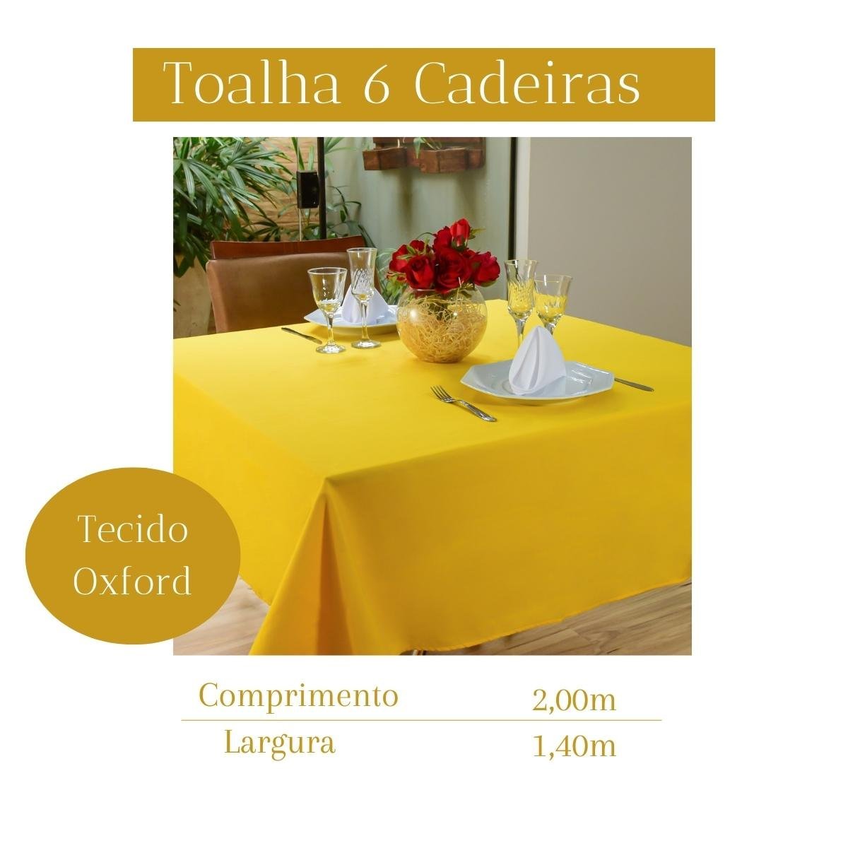 Toalha de Mesa Retangular 1,44 m Largura x 1,72 m Comprimento em Oxford Cor