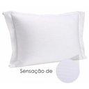 Ver imagem 5 de Jogo 2 Fronhas Travesseiro com Abas 50x70cm Branca Poliester Brisa Lyor 200 Fios Listrada Casal