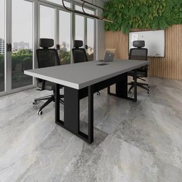 Mesa de Reunião 2,00m 1 Caixa de Tomada Pés Metal Quadro F5 - 1