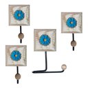Ver imagem 1 de Kit para Banheiro com 3 Toalheiros e 1 Porta Papel Higiênico Rustico Flor Branca Cor Azul