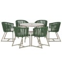 Ver imagem 1 de Mesa com 6 Cadeiras de Jantar Roma 120cm e Noronha em Alumínio Fendi Corda Náutica Estofado 3 Trama