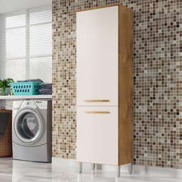 Armario Lavanderia Rebeca 2 Portas 1,96m Pés Reguláveis Castanho/off White - 1