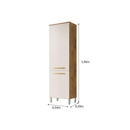 Armario Lavanderia Rebeca 2 Portas 1,96m Pés Reguláveis Castanho/off White - 5