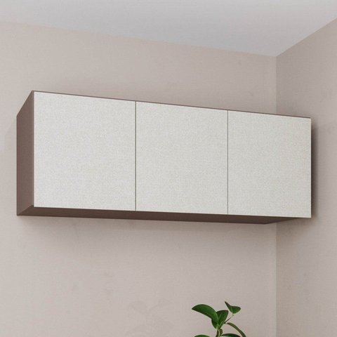 Ponte Planejada Casal 100% MDF 3 Portas Orion CabeCasa MadeiraOriginals Marrom/Mocha/Linho