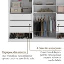 Ver imagem 7 de Guarda-roupa Closet Casal 100% Mdf Bp 277,7cm com 1 Porta Espelho 6 Gavetas Sion
