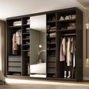 Ver imagem 4 de Guarda-roupa Closet Casal 100% Mdf Bp 277,7cm com 1 Porta Espelho 6 Gavetas Sion