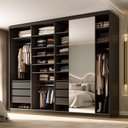 Ver imagem 1 de Guarda-Roupa Closet Casal 100% MDF BP 277,7cm com 1 Porta Espelho 6 Gavetas Sion Preto