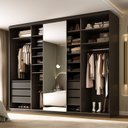 Ver imagem 5 de Guarda-Roupa Closet Casal 100% MDF BP 277,7cm com 1 Porta Espelho 6 Gavetas Sion Preto