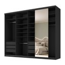 Ver imagem 2 de Guarda-Roupa Closet Casal 100% MDF BP 277,7cm com 1 Porta Espelho 6 Gavetas Sion Preto