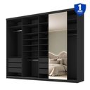 Ver imagem 4 de Guarda-Roupa Closet Casal 100% MDF BP 277,7cm com 1 Porta Espelho 6 Gavetas Sion Preto