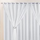 Ver imagem 2 de Cortina Jéssica 2 Metros Branca Tecido Microfibra com Voal Clássica Cromada