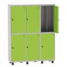 Roupeiro de Aço Insalubre 3 Vãos 06 Portas com Pitão Pandin 1,90 M Cinza e Verde Miró - 1