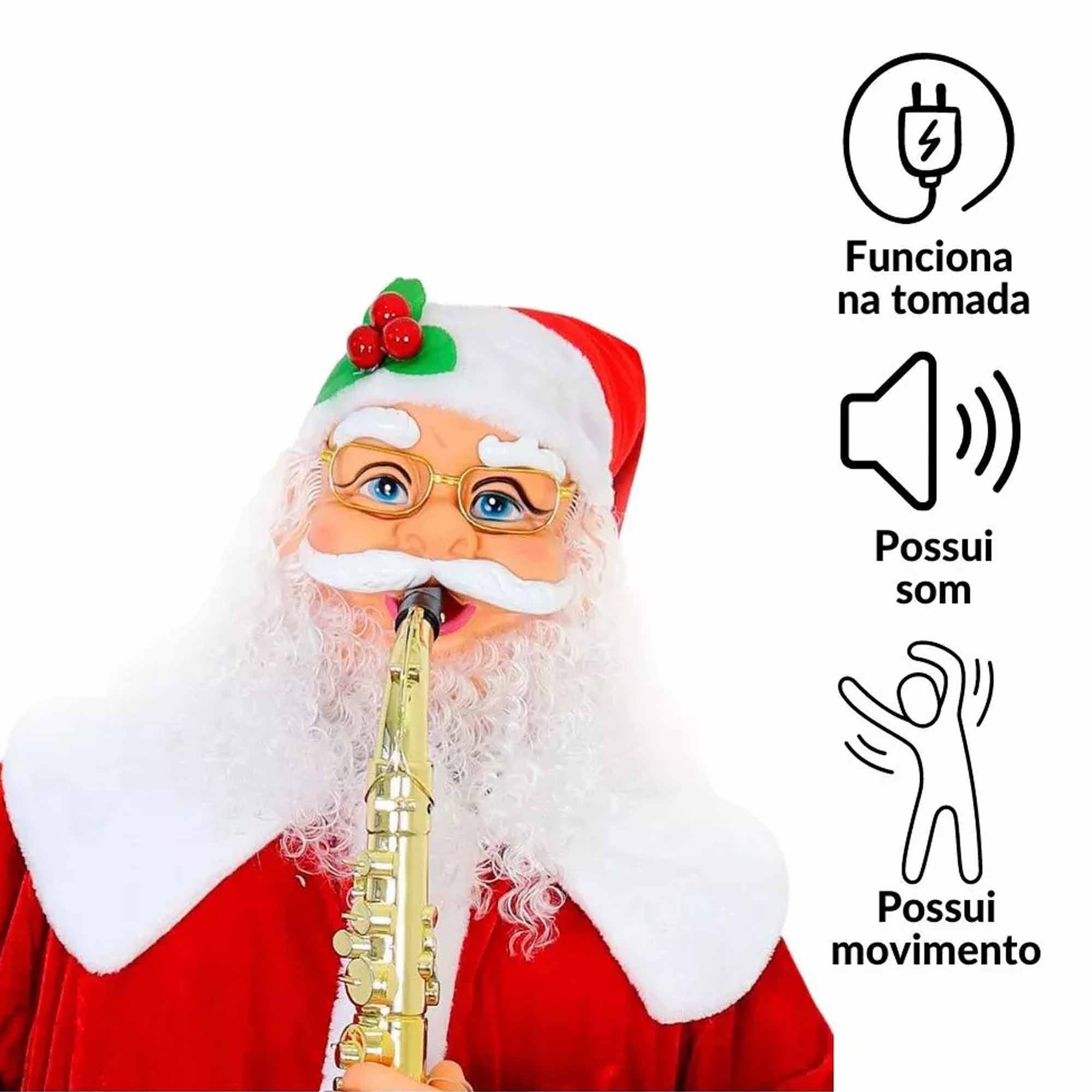 Papai Noel Gigante Dança Natal Saxofone Musical Loja Natalino Sensor Decoração - 2