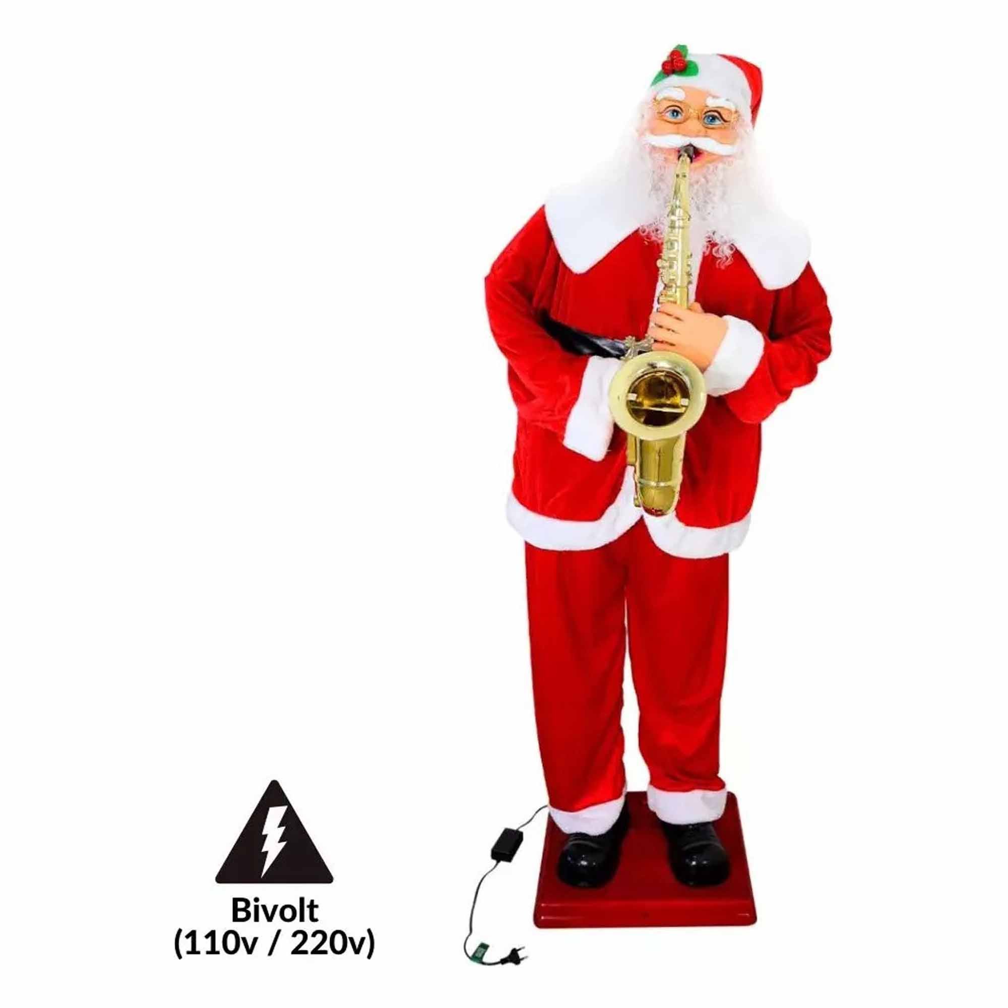 Papai Noel Gigante Dança Natal Saxofone Musical Loja Natalino Sensor Decoração - 12