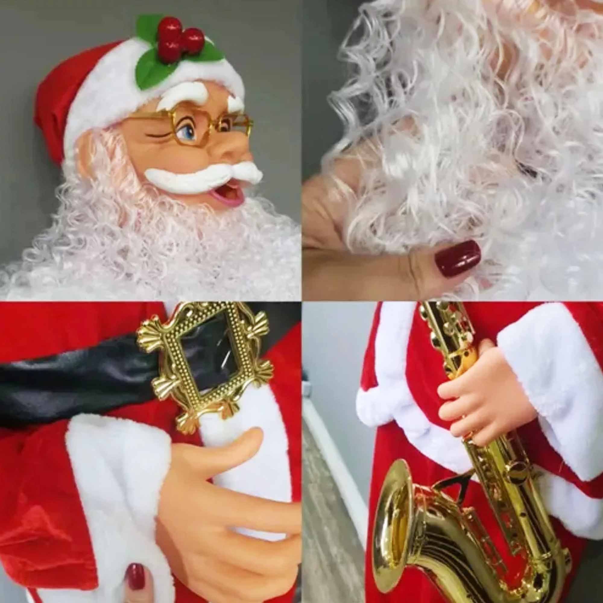 Papai Noel Gigante Dança Natal Saxofone Musical Loja Natalino Sensor Decoração - 9