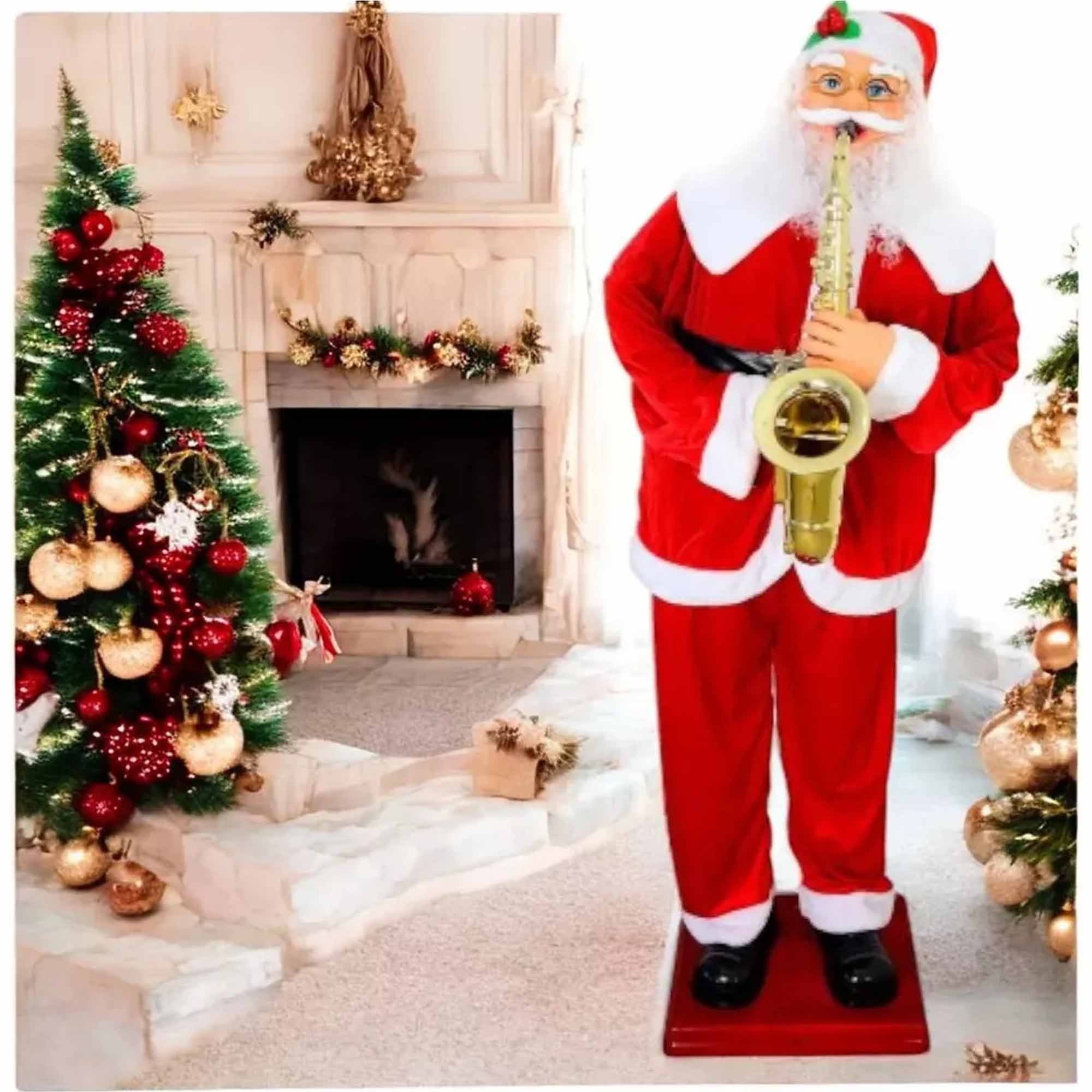 Papai Noel Gigante Dança Natal Saxofone Musical Loja Natalino Sensor Decoração - 4