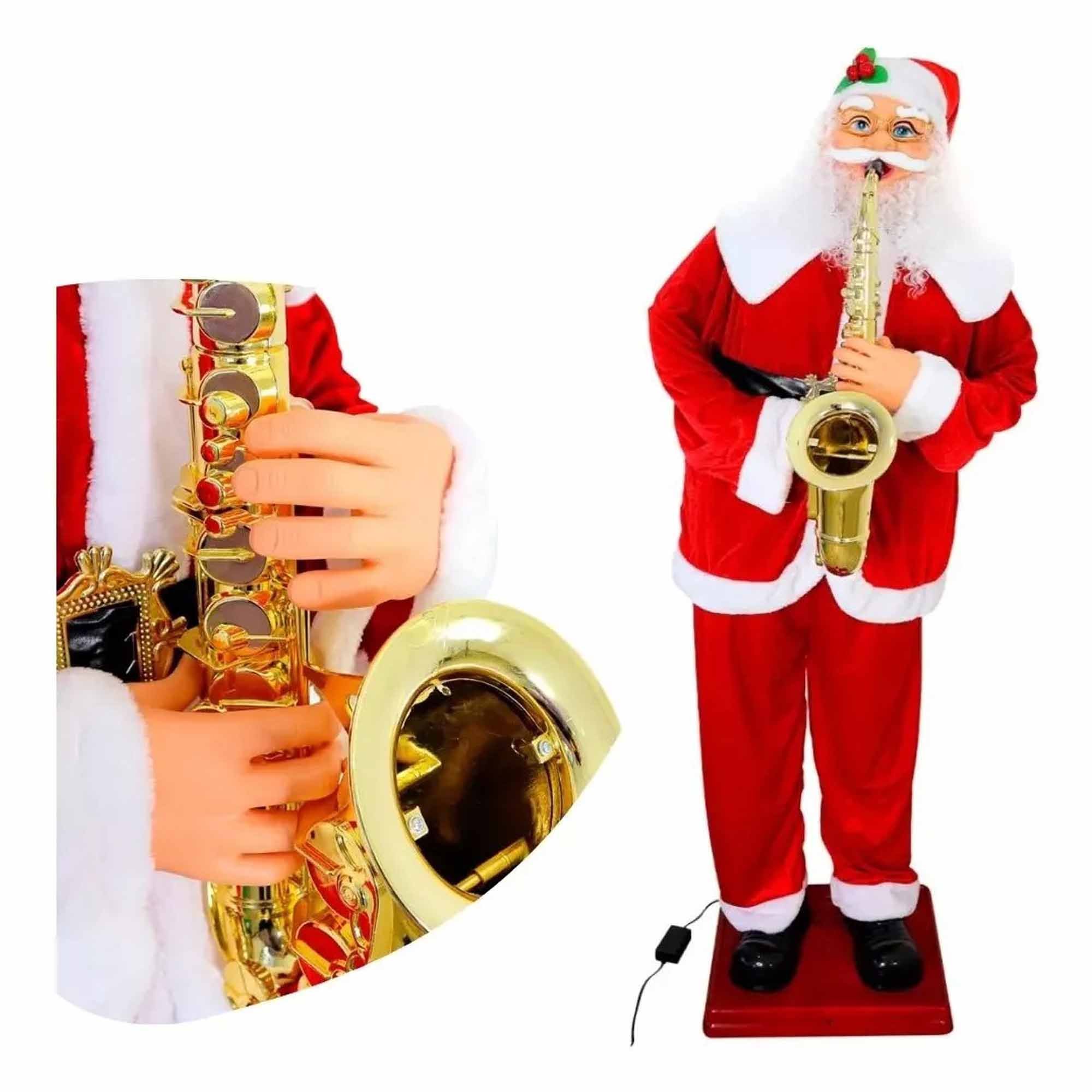 Papai Noel Gigante Dança Natal Saxofone Musical Loja Natalino Sensor Decoração - 3