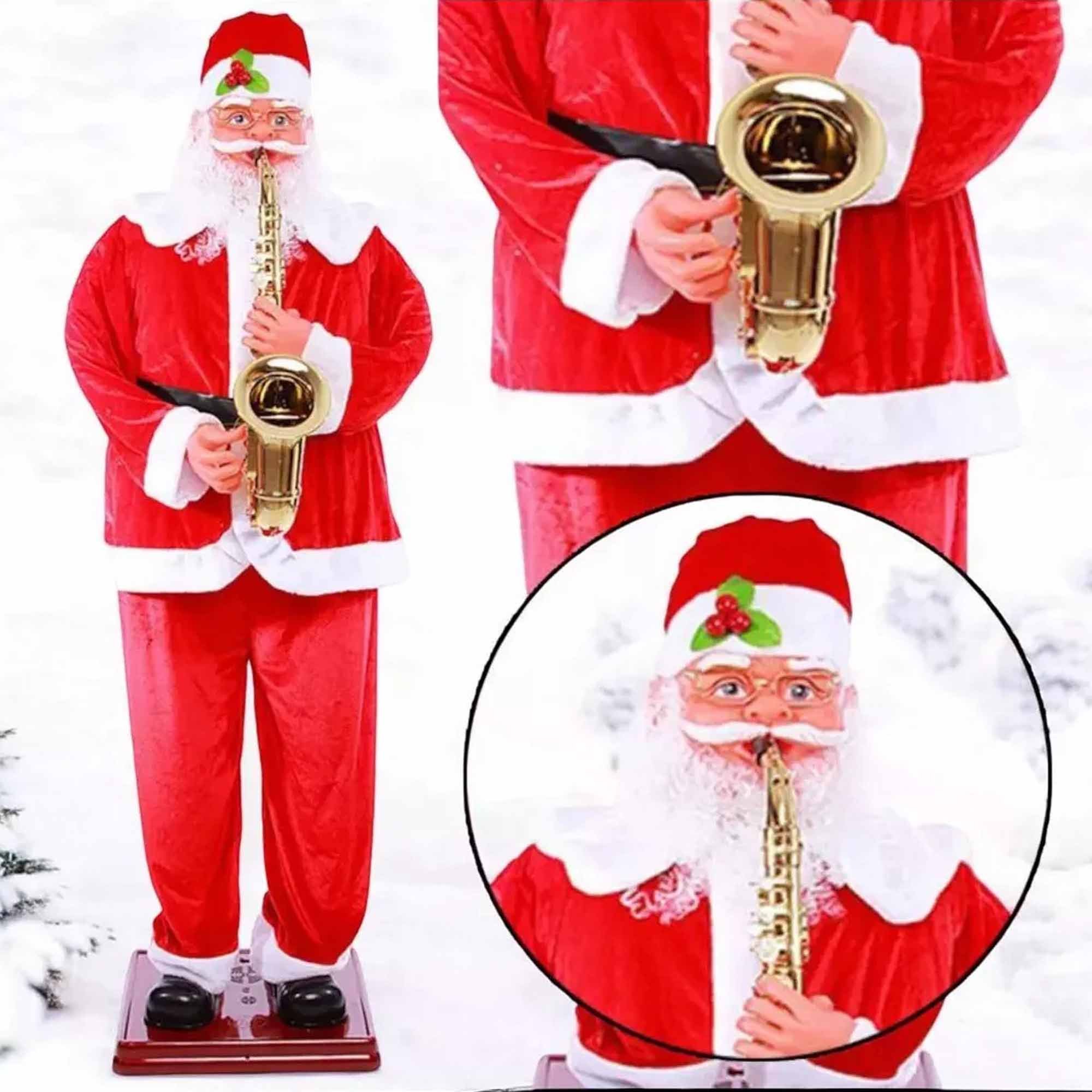 Papai Noel Gigante Dança Natal Saxofone Musical Loja Natalino Sensor Decoração - 6