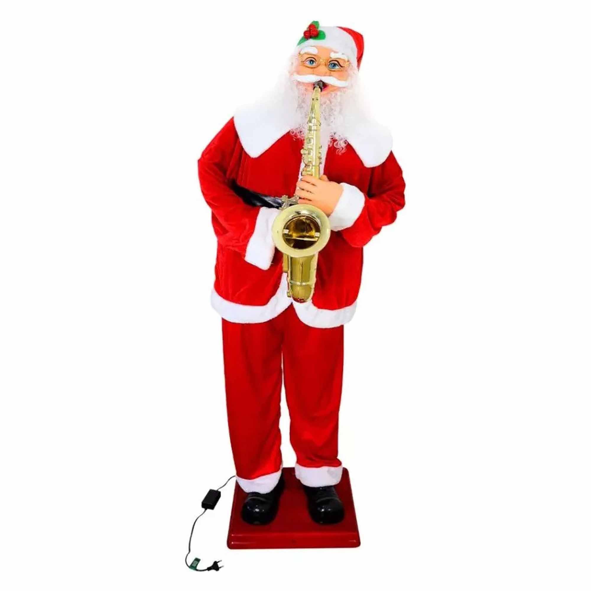 Papai Noel Gigante Dança Natal Saxofone Musical Loja Natalino Sensor Decoração - 5