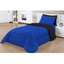 Ver imagem 1 de Kit Edredom fabuloso Solteiro Dupla Face Preto/Azul com 4 peças
