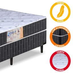 Cama Box Casal Conjugado Granada Umaflex Preto/branco Flor - 5 Cama Box Casal Conjugado Granada Umaflex Preto/branco Flor - 5