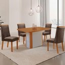 Ver imagem 1 de Mesa de Jantar Isadora 4 Lugares Retangular MDF Laminado 120cm Marrom e Naturalle Moderna