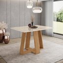 Ver imagem 1 de Mesa de Jantar 4 Lugares 1,2m Tampo Mdf e Vidro Canto Reto Lins Henn