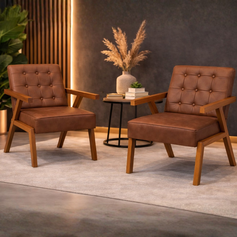 Kit 2 Poltrona Zarah Corino Moderno Sala de Estar Escritório:terra Cota