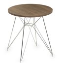 Ver imagem 1 de Mesa Eames 70 Cm Tampo Redondo Imbuia Base Torre Cromada - 28702