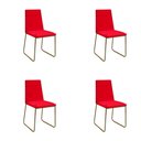 Ver imagem 1 de Kit 4 Cadeiras de Jantar Cozinha Industrial Lexa Veludo - Élpis Móveis - Vermelho - Dourada