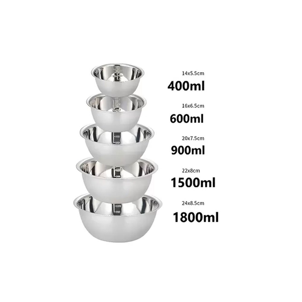 Conjunto de Tigelas Bowls em Aço Inox - 5 Peças - 3