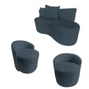 Ver imagem 2 de Kit Namoradeira + 2 Poltronas Yara Orgânica Bouclé Cinza