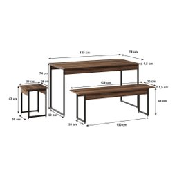 Mesa De Jantar Com 2 Banco E 2 Banquetas Estilo Industrial - 8