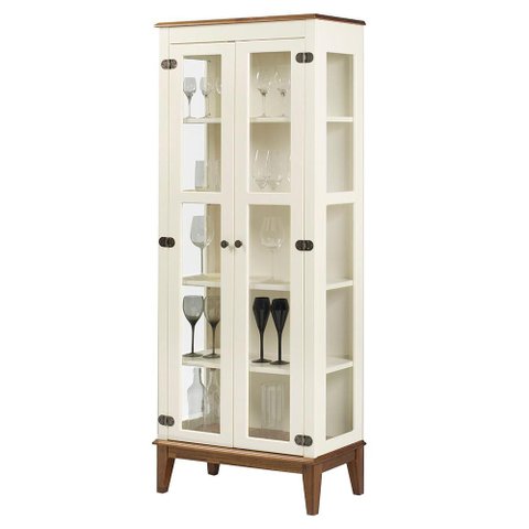 Cristaleira Bia 2 Portas Cor Off White com Base Amendoa 180 Cm - 62926