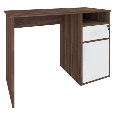 Mesa Escrivaninha Escritorio 1 Gaveta 1 Nicho 1 Porta 110 cm Ipe Branco Artany