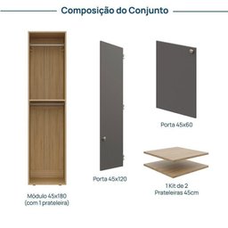 Módulo 45x180 2 Portas 1 Kit Prateleira Frame Cabecasa madeiramadeira - 4