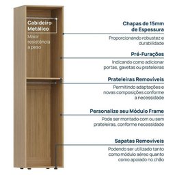 Módulo 45x180 2 Portas 1 Kit Prateleira Frame Cabecasa madeiramadeira - 9