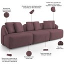 Ver imagem 3 de Sofá 4 Lugares para Sala de Estar Living 294cm Arlo F04 Veludo Lilás Tc-12014 - Lyam Decor