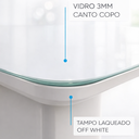 Ver imagem 2 de Mesa de Jantar Paris Madeira Maciça 140x80cm Tampo Retângular Vidro Móveis Minas Off White
