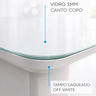 Mesa de Jantar Paris Madeira Maciça 140x80cm Tampo Retângular Vidro Móveis Minas Off White - 2