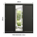 Ver imagem 4 de Guarda-roupa Casal Madesa Reno 3 Portas de Correr com Espelho