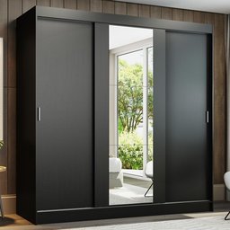 Guarda-roupa Casal Madesa Reno 3 Portas de Correr com Espelho - 2