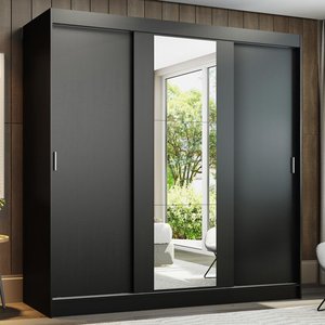 Guarda-roupa Casal Madesa Reno 3 Portas de Correr com Espelho