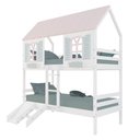 Ver imagem 2 de Beliche Casinha Bela Kit Escada/escorregador - Madeira Maciça Branco/rosa/verde | Megamobilia