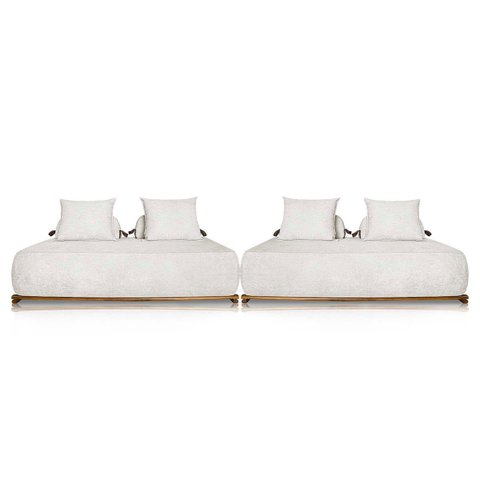 Kit 2 Sofás 2 Lugares Decoração Lazer Sala Ibiza 160cm Bouclé - Adj Decor